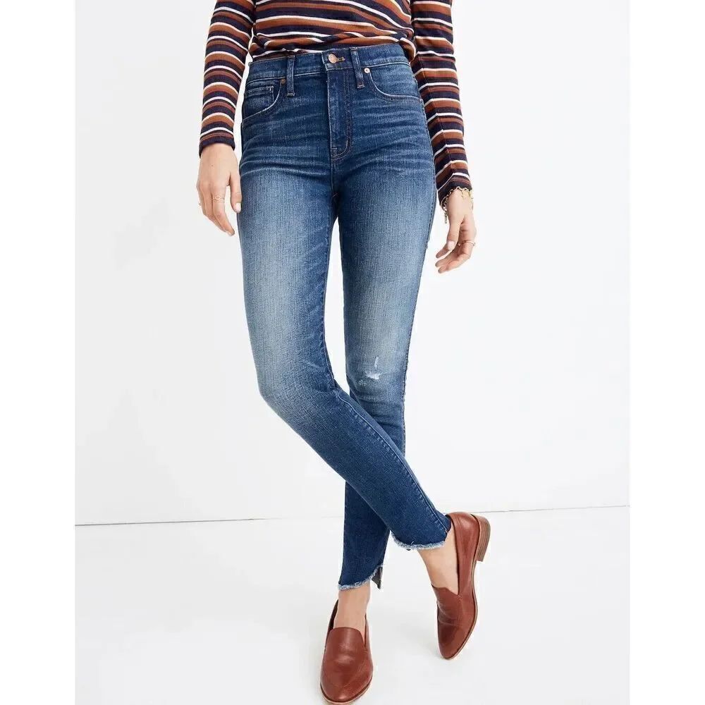 Madewell 10" High-Rise Skinny Jeans: Cutout Tulip Hem Edition Size 25